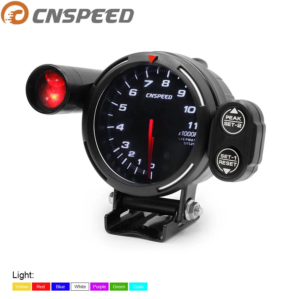 RPM Gauge Tachometer High Speed Stepper Motor 80mm 7 Colors 0 11000 Meter with Warning Light and Peak YC101357 | Автомобили и