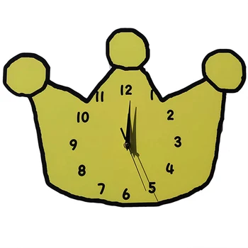 

Cartoon Painted Crown Creative Wall Clock Modern Design Mechanism Clock Kids Digital Horloge Murale Clock Wall Home Decor WZH136