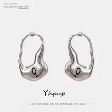 Yhpup новые трендовые простые дизайнерские геометрические серьги-гвоздики, высокое качество, цинковый сплав, золото, серебро, Brincos Oorbellen для женщин, для офиса