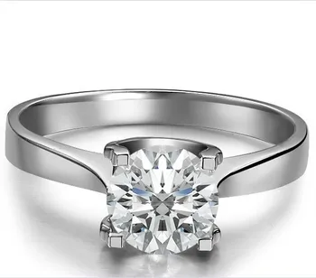 

1Carat Genuine White Gold Lovely Four Prongs Inviting Genuine Moissanite Women Wedding Ring Lady Love Best Party Invitation Gift