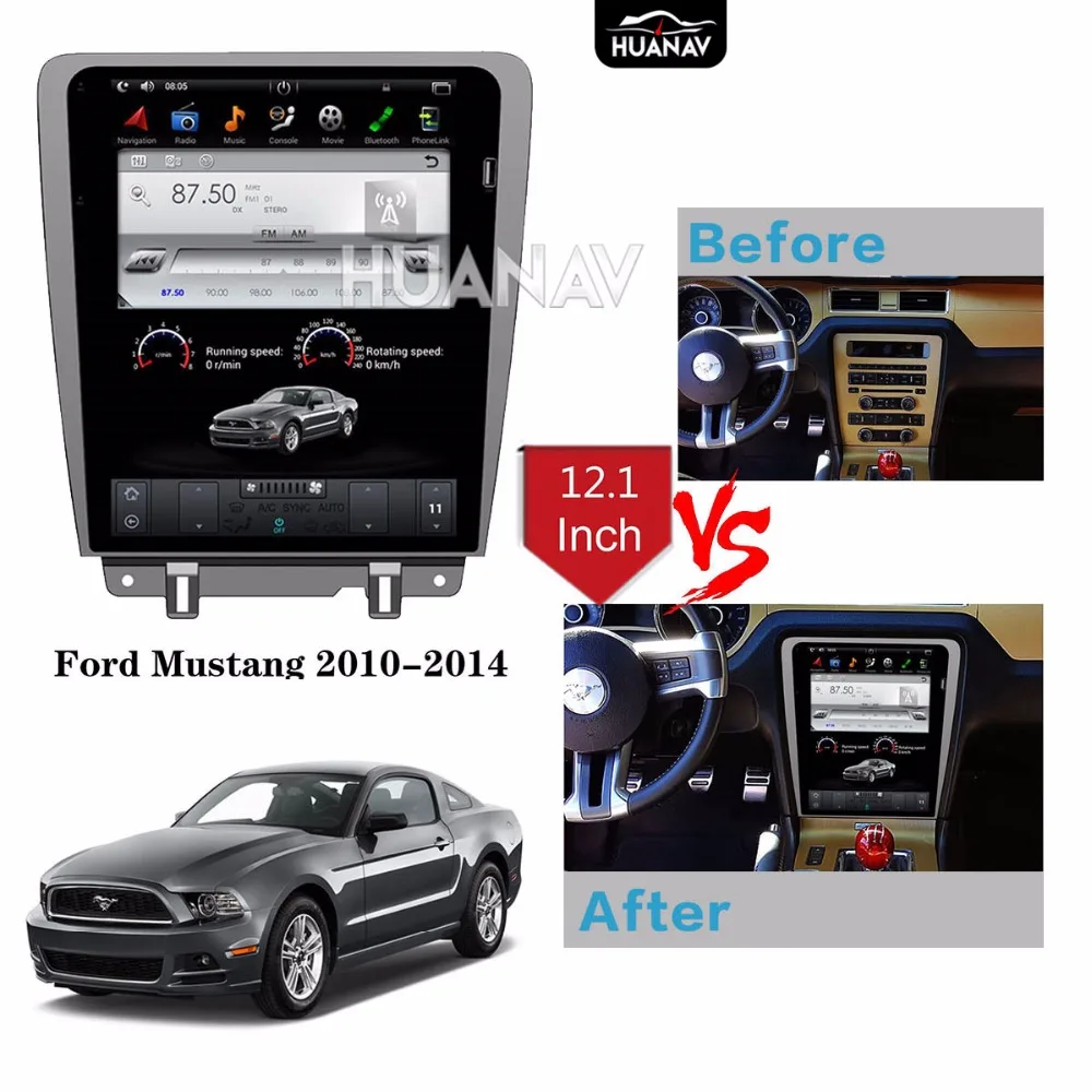Best Android Tesla style 12 inch Car DVD GPS navigation for Ford Mustang 2010-2014 Car radio player Auto stereo head unit recorder 2