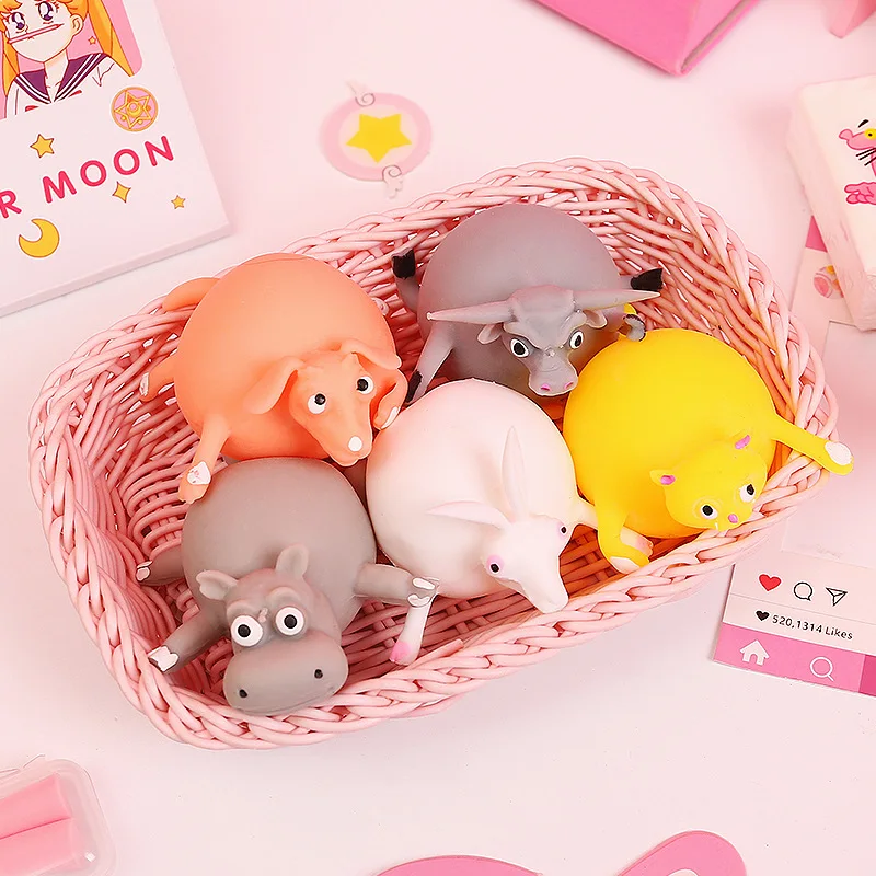 

New Cute Funny Children TPR Blowing Various Animal Shape Soft Glue Ball Toys Inflatable Let Us Fun Game Gift Soft Squeeze Toys