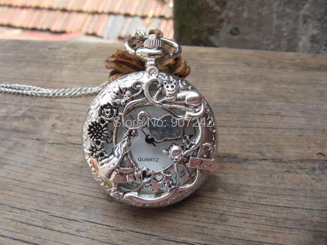 The charm of Alice pocket watch hollow silver in Wonderland remember cute rabbit|watch forever charmed|charmed newscharms resin |