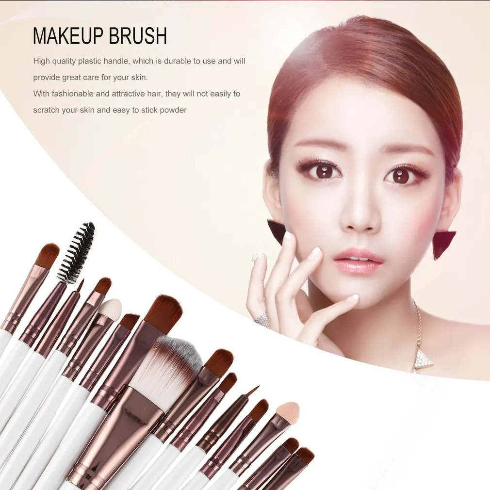 15Pcs Kit Makeup Brushes Set Eyelash Lip Foundation Powder Eye Shadow Brow Eyeliner Cosmetic Make Up 4