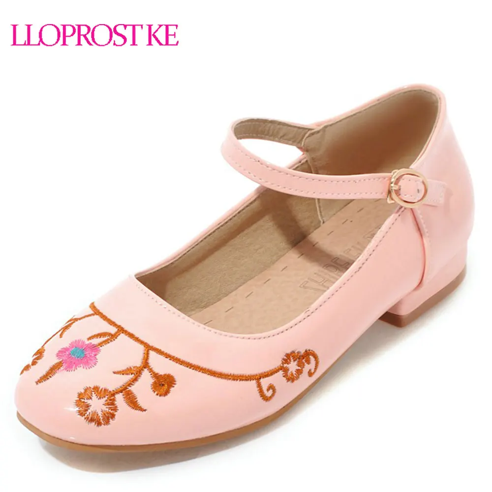 

LLOPROST KE 2018 Women Shoes Mary Jane Ladies Low Heels White Wedding Shoes Spring Thick Heel Pumps Shoes Black Pink MY174