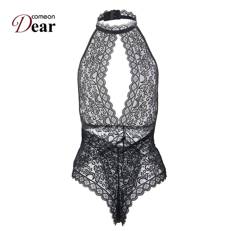 Comeondear Ropa Interior Femenina Sexy Erotica Lace Open Cup Halter Bodysuit Lingerie Body Dentelle Sexy Teddy Lingerie RK80737