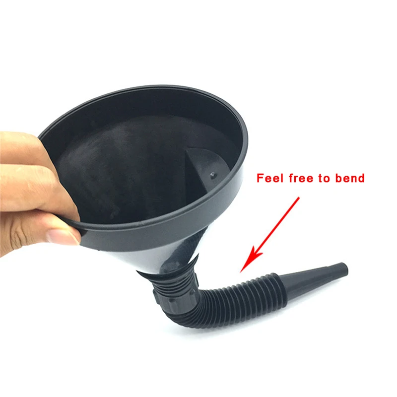 

1PCS Universal Black Plastic Funnel with Flexible Detachable Spout Funnel 2-in-1 Automotive Tool for Water Oil Liquid