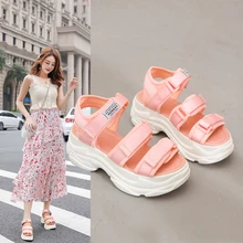 Fashion Women Sandals Platform Wedges Girls Shoes Thick Heel Lace Up Outdoor Breathable Female Beach Sport Sandals Size 35-39