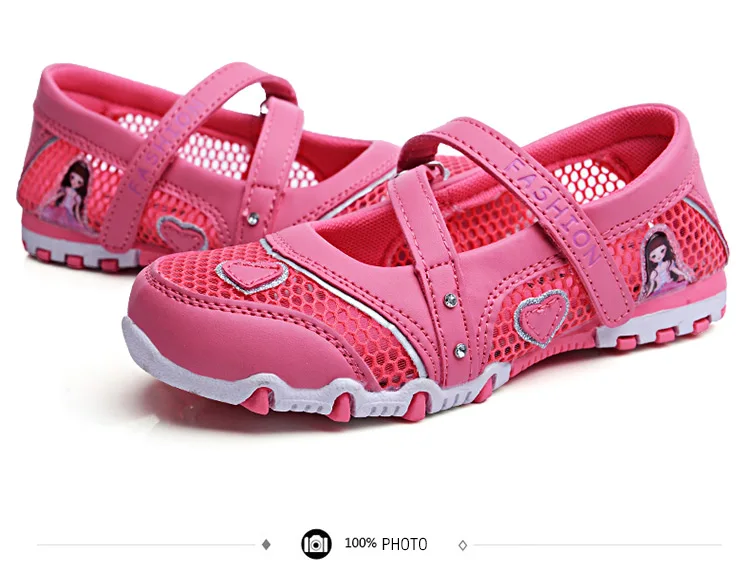 UOVO Spring Shoes For Kids Girls Princess Shoes 2020 Breathable Mesh Shoes For Little Girls Cartoon Flats Children Size 27#-33#