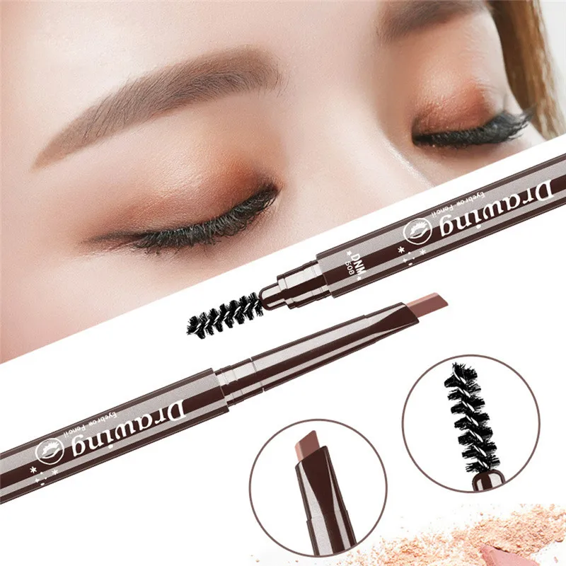 Double Ended Eyebrow Pencil Waterproof Long Lasting No Blooming Rotatable Triangle Eye Brow Tatoo Pen Eye brow Makeup Set Beauty