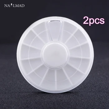 

2pcs Nail Art Empty Wheel Box Plastic Nail Art Container Decoration Rhinestone Container Case Empty Box