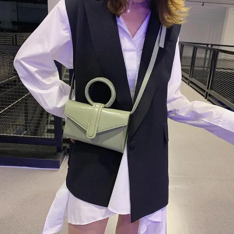 

Fashion ladies bag Trendy Metal Circles metal shoulder bag circle Messenger bag solid color pockets Chest Pack