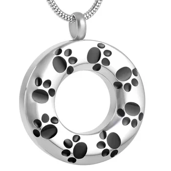 

11.11 Paw Prints Around Circle Of Life Cremation Pendant Jewelry Urn- Dogs, Cats, Pets Memorial Jewelry,Funnel Included