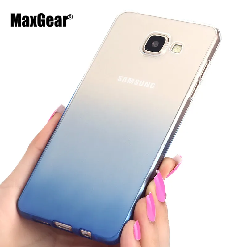 

Phone Case For Samsung Galaxy A3 A310 A5 A510 A510F A7 A710 2016 Transparent Gradient Color Design TPU Silicon Phone Cover Shell