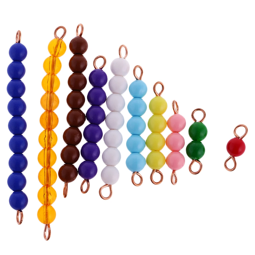 Montessori Mathematics Material 1-10 Beads Bar Set Kids Math Educational Toy 
