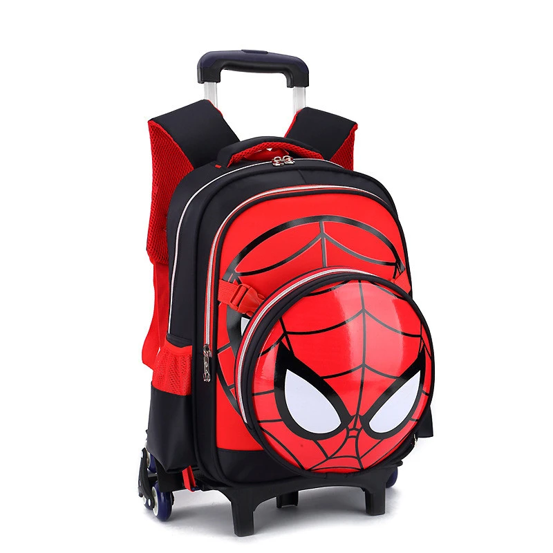 Children Waterproof Cartoon Spiderman Backpacks on Wheels Primary School Trolley Bags for Kids  Backpack with Wheels Backpacks
