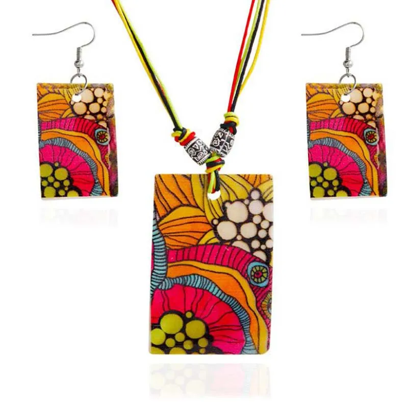 Ethnic Shell Necklace Earring Sets Flower Owl Tribal Aztec Hippy Bohemian Boho Dangle Statement Charms Pendant Jewelry | Украшения и