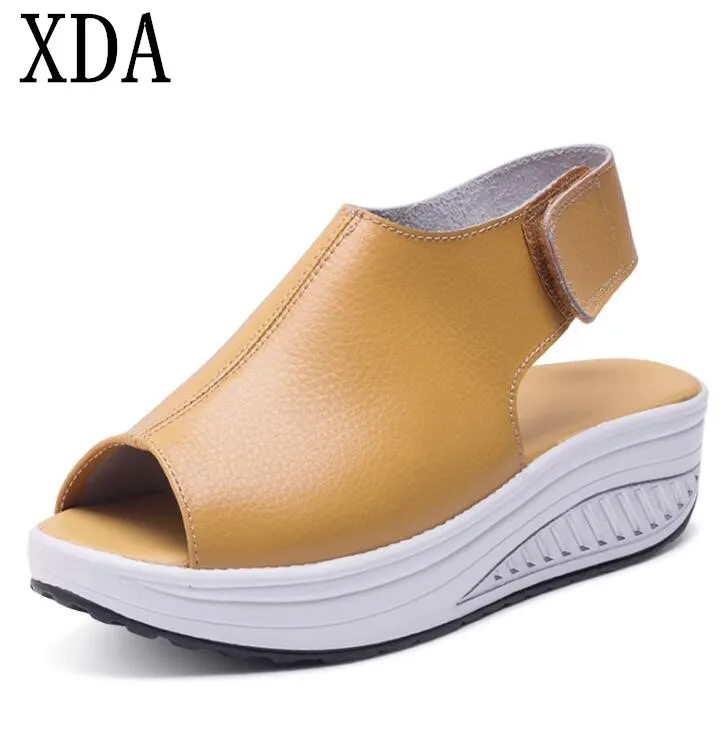 

XDA 2019 Casual sandals Creepers Fashion open Toe Platform women Shoes Summer Breathable high Heels Female Casual sandals