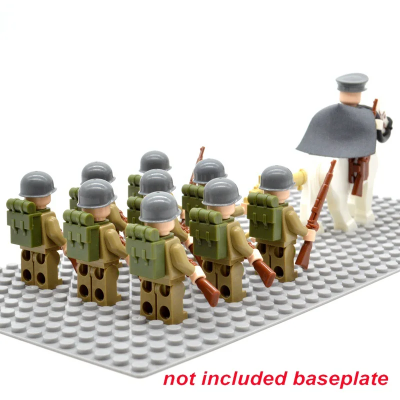 Bricks WW2 army Soldiers Troop Military German Russia US UK Soviet Union Italy France Japan block Building Toys