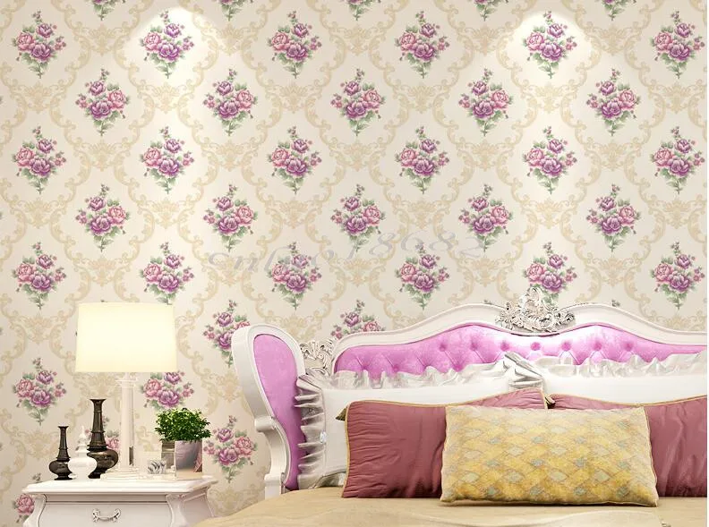 Beibehang Европейский пастырской цветок 3D обои теплых романтическая спальни свадьбы стены комнаты гостиная отделка ПВХ обои