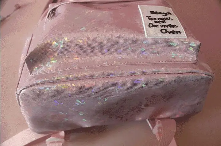 Серебряный Голографический лазерный рюкзак, женский розовый голографический рюкзак, кожаная маленькая дорожная школьная сумка, рюкзаки для девочек-подростков
