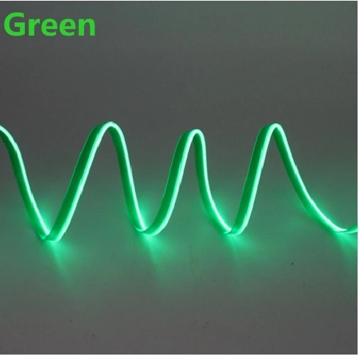 Неоновый светильник 3 В/5 В/12 В, 6 мм, с пришитыми краями, EL Wire, светодиодный светильник для танцевальной вечеринки, автомобильный светильник s, неоновый светодиодный светильник, гибкий, 2,3 мм, светодиодная лента - Испускаемый цвет: Green