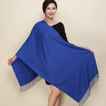 

New Jewelblue 100% Soft Women's Solid Large Fashion Fine Tassels Cashmere Pashima Thick Long Shawl Scarfs Wrap Warm 1120