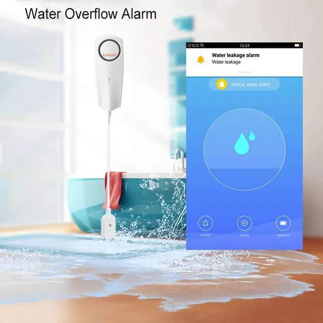KONLEN WIFI Liquid Leak Sensor Wireless Water Level Detector Leakage Overflow Buzzer Tuya Smart Life APP Push Alarm Alerts 5
