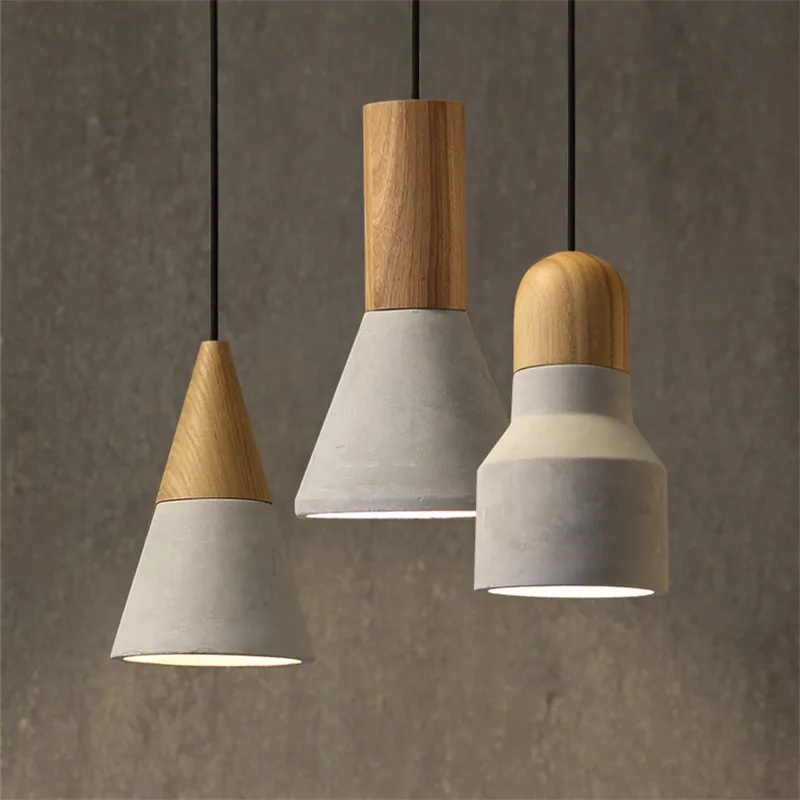 3 модели, скандинавские креативные художественные Лофт светильники, промышленные ветровые цементные подвесные светильники, бар, кофейня, ресторан, деревянные подвесные лампы