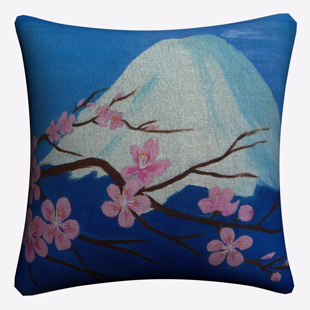 Cherry Blossom и Fuji Декоративные Хлопок Лен Чехлы 45x45 см для дивана стул наволочка домашнего декора Almofada