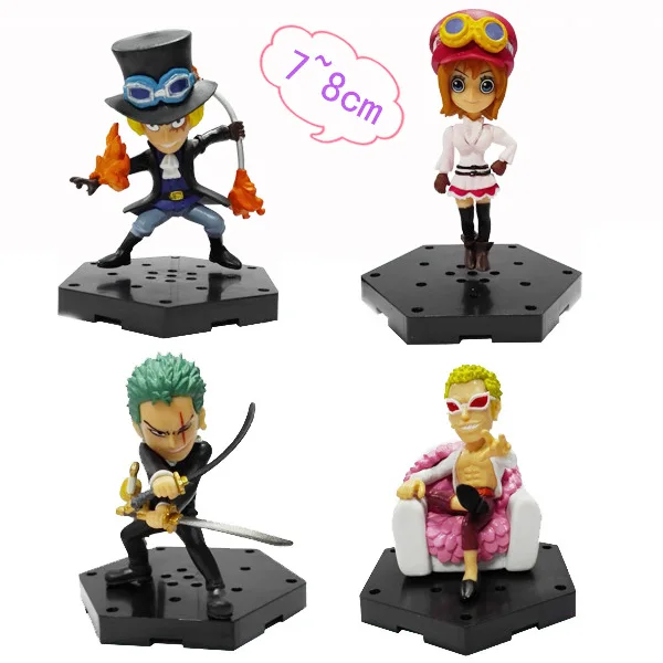 Special Offers 10set/lot Anime One piece Action Figure Toys 4pcs Luffy Zoro PVC Q version Figures Model/keychain Collection toys gifts
