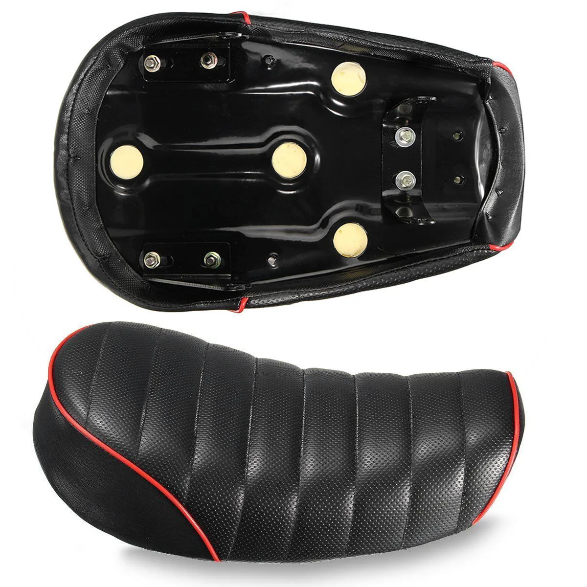 Soft Black+Red Line Motorcycle Retro Seat Vintage Styling Hump Cover