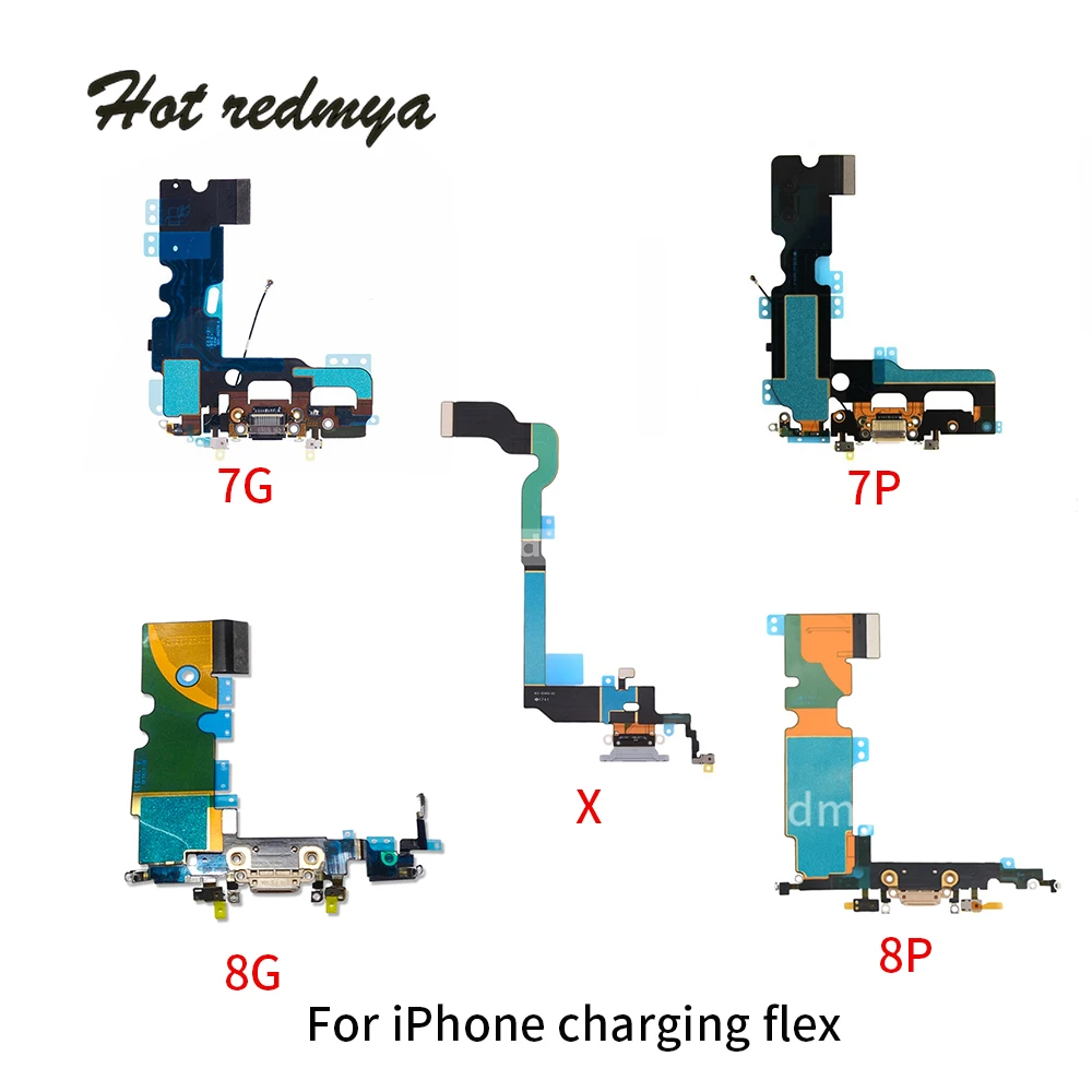A+ Quality USB Charger Charging Port Connector With Microphone Earphone Jack Flex Cable Parts For iPhone 7G 7 plus 8G 8 plus X