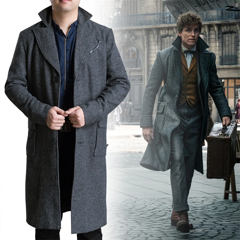 

Fantastic Beasts Cosplay and Where to Find 2 Men Coat Scamander Bulma Carnival Adult New Year Men Long Coats Free Get Scarf
