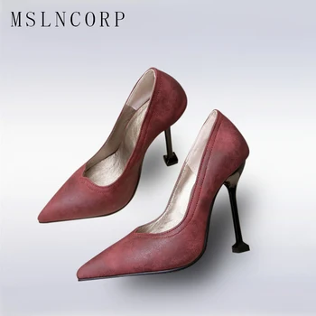 

Plus Size 34-48 Fashion Women Solid Colors Slip On Femme Sexy Pumps Pointed Toe Ladies Shoes Dress Thin High Heel Wedding Party