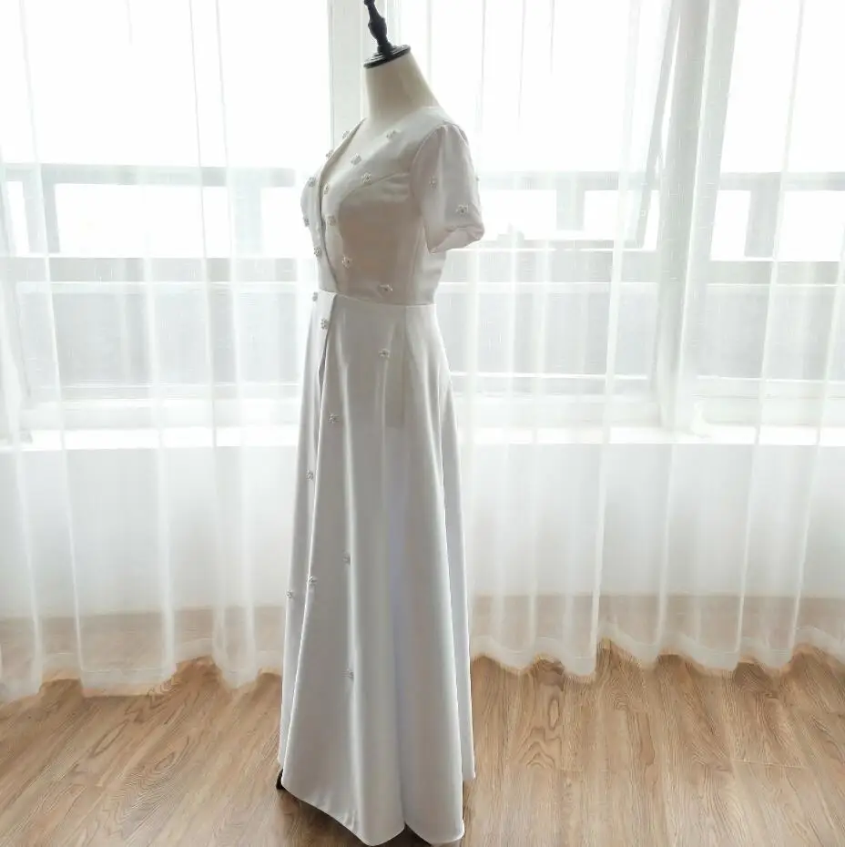 Модные свадебные платья Song Hye yo, корейские Простые Свадебные платья длиной до пола с прелестными элегантными платьями, Vestido De Casamento ZW038