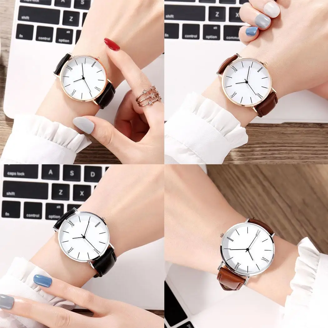 

Watch Quartz Synthetic Wrist Fashion New Round Band Unisex Bangle Bracelet Analog Leather
