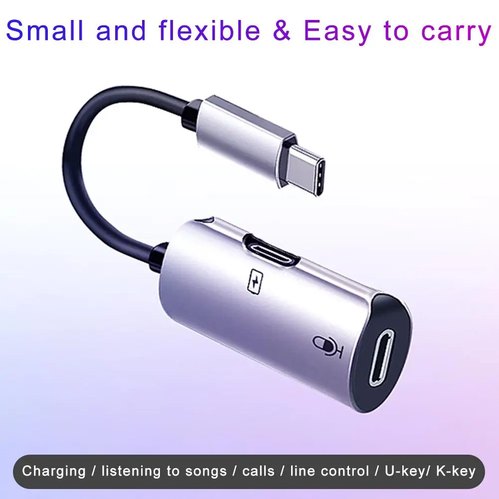 

Type - C PD Charge Splitter 2 In 1 USB C To Dual USB C Audio&Charging Converter Adapter Earphone Dongle For Android Mobile