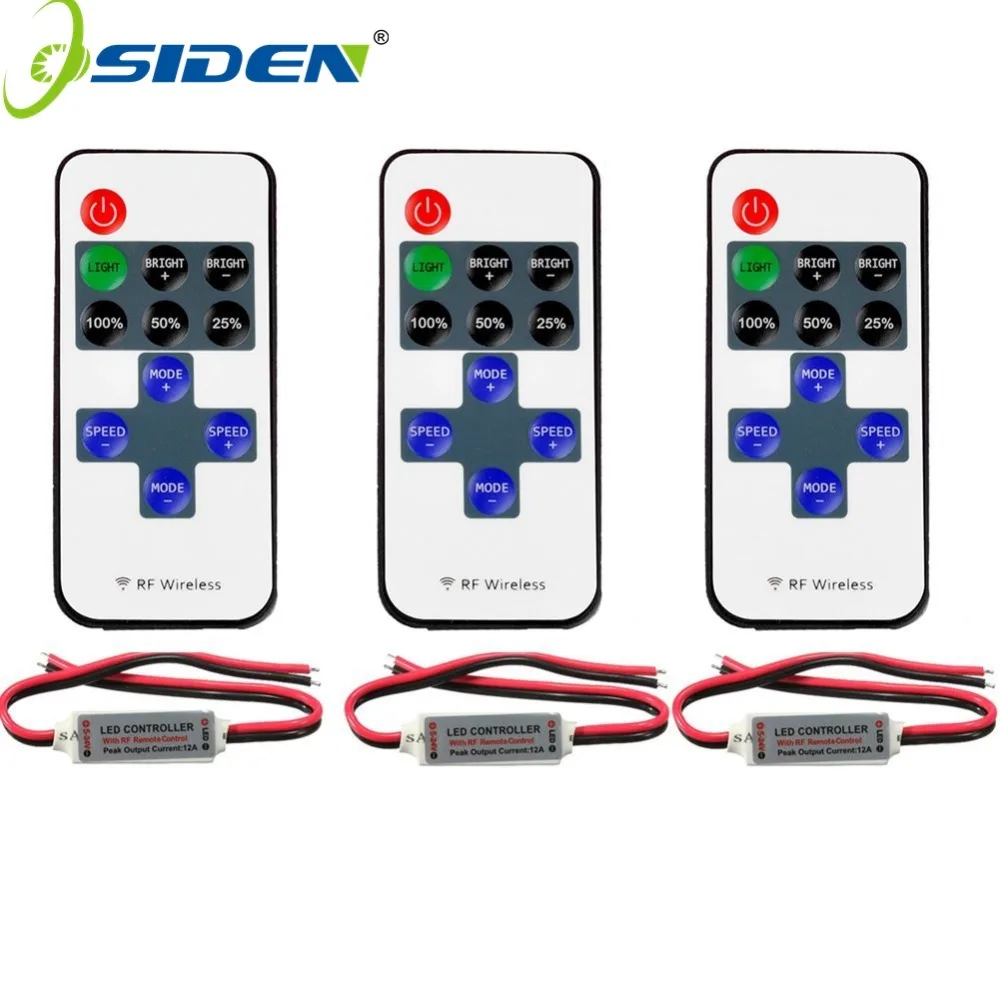 50Ps DHL Single Color Remote Control Dimmer DC12-24V Wireless RF LED Controller for led Strip light SMD 5050 / 3528 With Battery