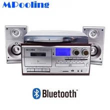 Reproductor de tocadiscos Vintage Retro de vinilo MPOOLING + reproductor de CD + reproductor de casete + reproductor de MP3 + + grabadora USB Bluetooth