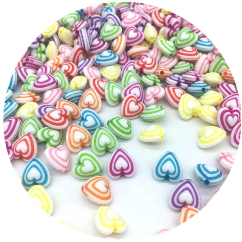 

50pcs/Lot 11*7mm Cheap Colorful Heart Shape Acrylic Bead DIY Bracelet Jewelry Accessories Making Wholesale Random Send Goods