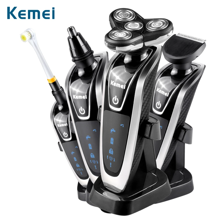 

Kemei 4 in 1 Multifunction Rechargeable Electric Shaver Electric Shaving Razors Face Care 3D Floating 220v