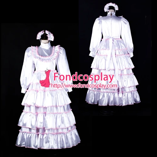 

lolita sissy satin long dress lockable Uniform cosplay costume Tailor-made[G2369]