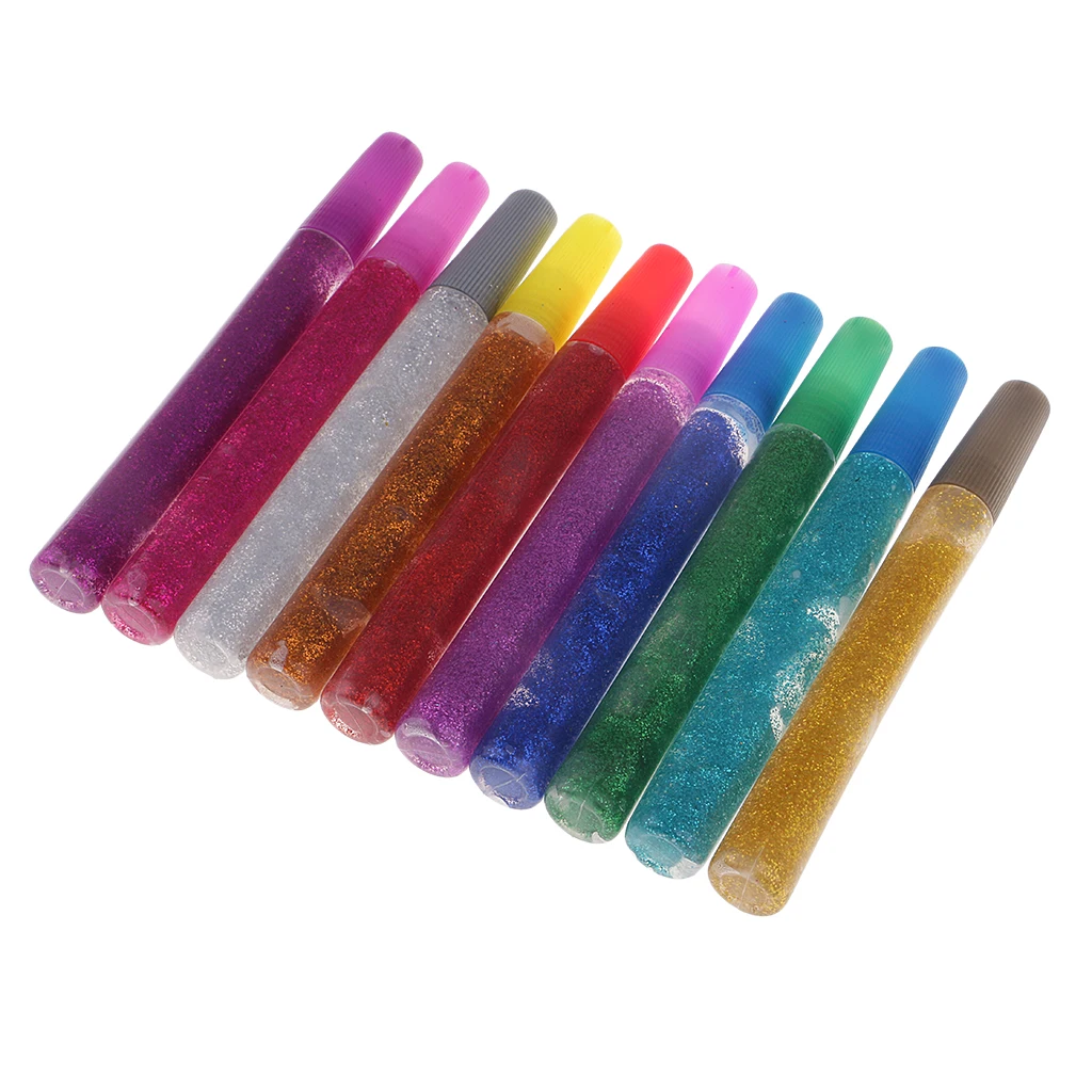 10 Colorsr glitter glue pen set classic colors for scrapbooking card