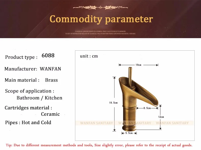 Смеситель для раковины, современный античный латунный смеситель, кран для воды с водопадом, кран для раковины, кран для ванной комнаты, золотой кран для ванны, 6088
