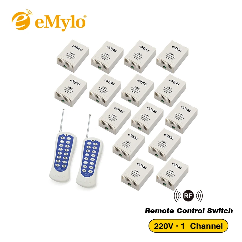 EMylo AC 220 В 3000 Вт 30A белый и синий передатчик 15X 1 канальный Реле Переключатель умный