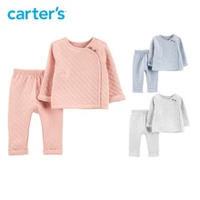 Carter s 2 Pcs Quilted Heather Top Pant Set Autumn winter solid long sleeve thick baby