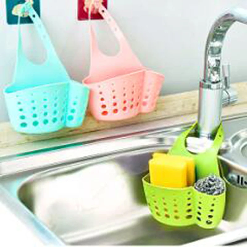 5 Colors Portable Basket Home Kitchen Hanging Drain Basket Bag Bath Storage Tools Sink Holder Kitchen Accessory vaciar cesta