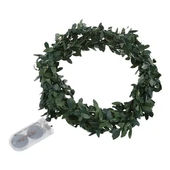 

2M 20 LEDs leaf garland Button battery operate Copper LED fairy string lights for christmas wedding decoration party, white