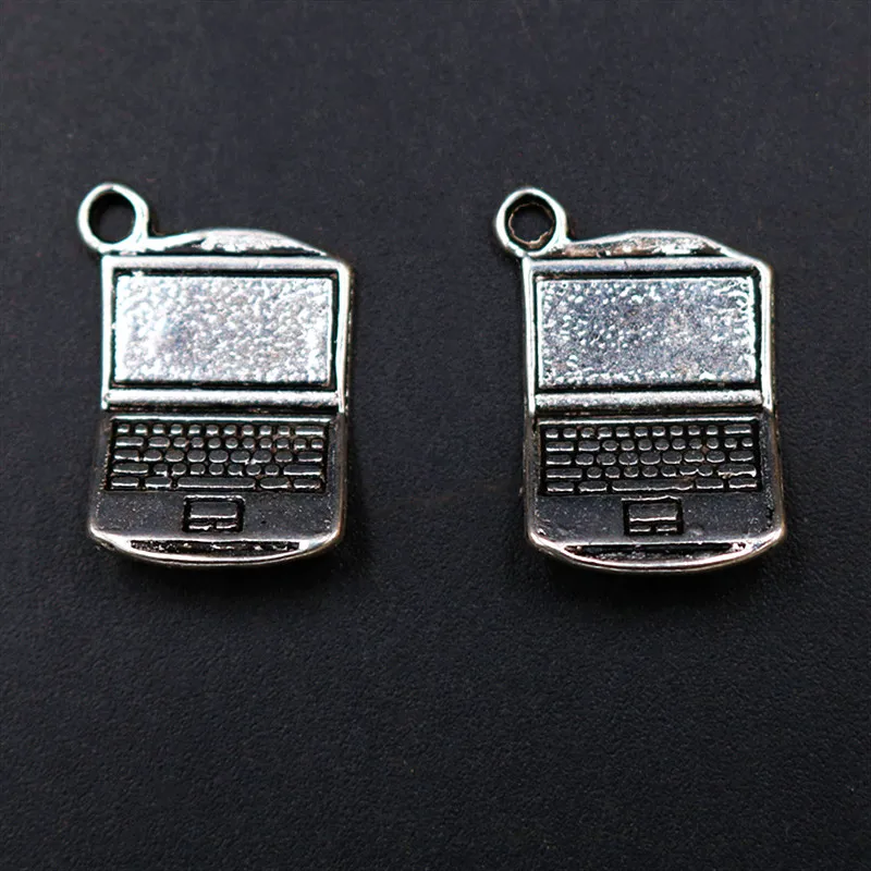 

WKOUD 10pcs Antique Silver 3D Laptop Computer Alloy Pendant Necklace Bracelet DIY Metal Jewelry Charm Handmade 21*13mm A1914